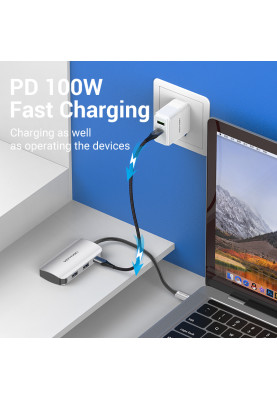 Хаб USB 3.1 Type-C -> 4хUSB 3.0/PD 100W 5-in-1 Vention