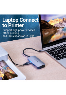 Хаб USB 3.1 Type-C -> 4хUSB 3.0/PD 100W 5-in-1 Vention