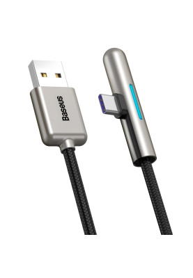 Кабель USB3.1 AM-Type-C M, 2 м, 40W, 90° з кольоровою індикацією Чорний, CAT7C Baseus