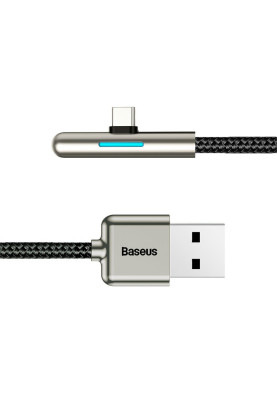 Кабель USB3.1 AM-Type-C M, 2 м, 40W, 90° з кольоровою індикацією Чорний, CAT7C Baseus