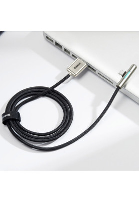 Кабель USB3.1 AM-Type-C M, 2 м, 40W, 90° з кольоровою індикацією Чорний, CAT7C Baseus