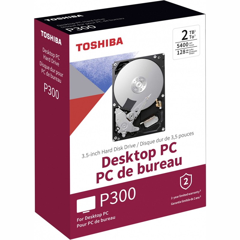 Накопичувач HDD 2000Gb, 5400, Toshiba P300, 128M, SATA III (HDWD220EZSTA)