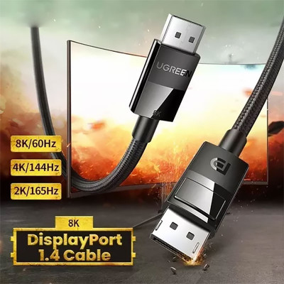 Кабель DisplayPort M - M V1.4 8K 3м Plastic Case Braided Cable DP114 Чорний UGREEN Кабель DisplayPort M - M V1.4 8K 3м Plastic Case Braided Cable DP114 Чорний UGREEN