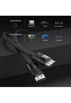 Кабель DisplayPort M - M V1.4 8K 3м Plastic Case Braided Cable DP114 Чорний UGREEN