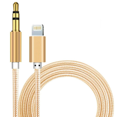 Кабель AUX Lightning-TRS Audio 3.5мм Male/Male 1м Gold