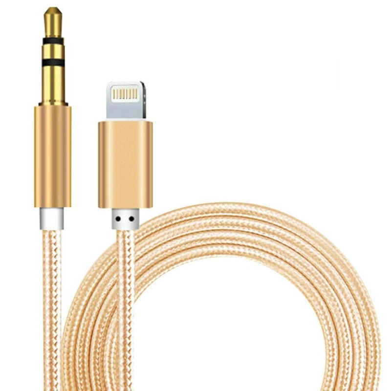 Кабель AUX Lightning - TRS Audio 3.5мм Male/Male 1м Gold