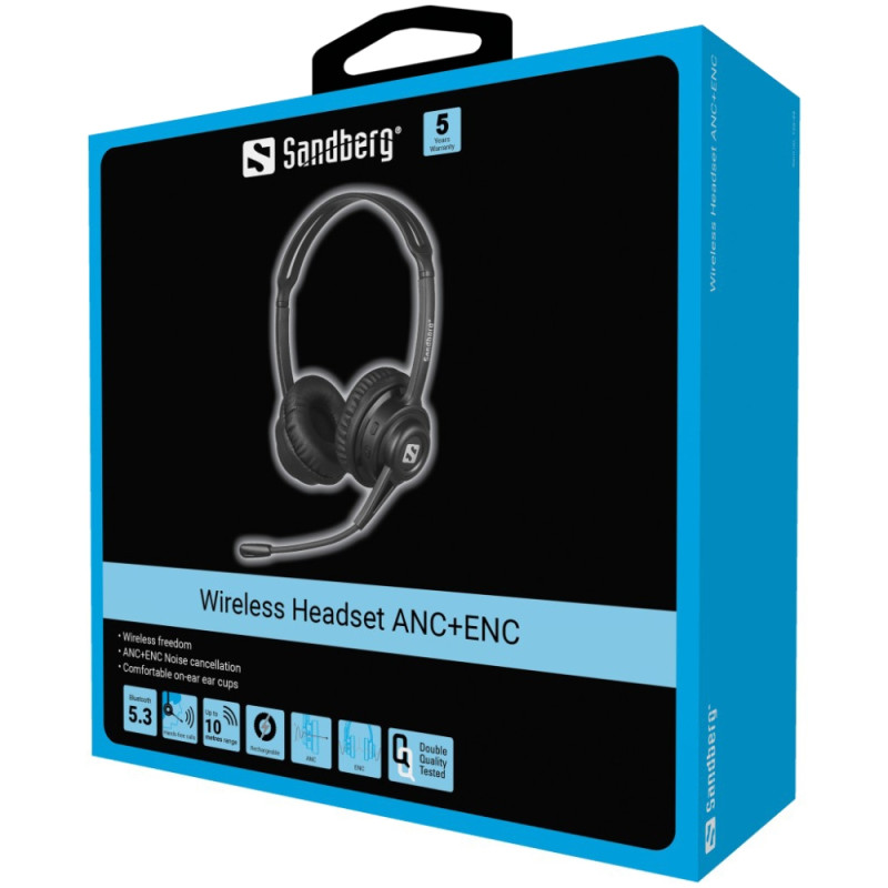 Гарнітура Sandberg Wireless Headset ANC+ENC, Bluetooth, Black