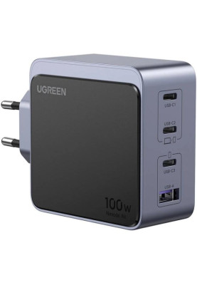Зарядний пристрій 4xUSB 100W (3xUSB-C+USB-A) Gan Nexode Fast Charger Сірий X553 Ugreen