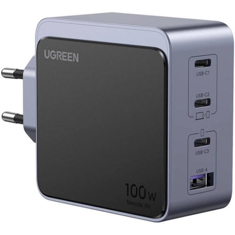 Зарядний пристрій 4xUSB 100W (3xUSB-C+USB-A) Gan Nexode Fast Charger Сірий X553 Ugreen