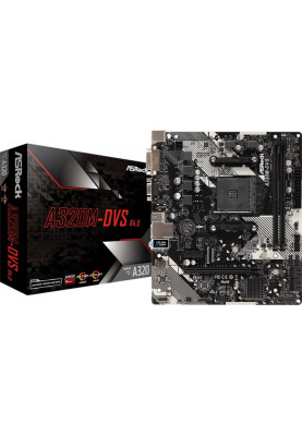 ASRock A320M-DVS R4.0/REF (AM4, A320, 2*DDR4, PCI-Ex16+x1, 4SATAIII, RAID, VGA, Glan, 6ch, mATX)