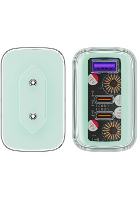 Зарядний пристрій 3xUSB 65W (2xUSB-C+USB-A) Gan A45 Fast Charger Mountain mist Acefast