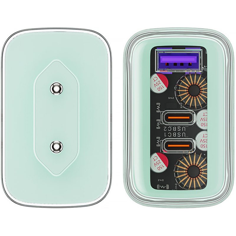Зарядний пристрій 3xUSB 65W (2xUSB-C+USB-A) Gan A45 Fast Charger Mountain mist Acefast