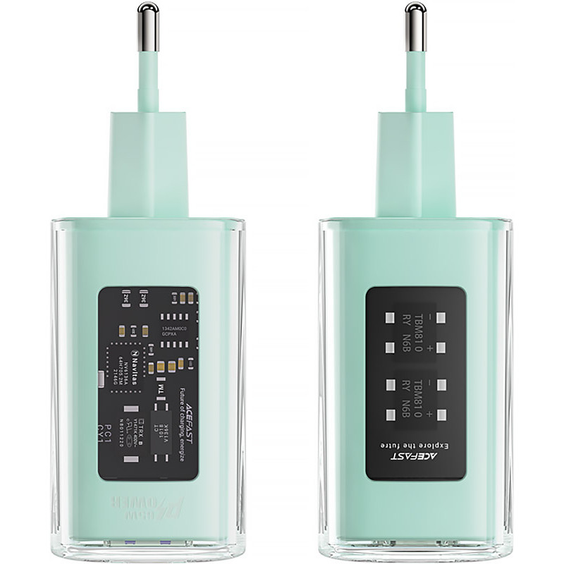 Зарядний пристрій 3xUSB 65W (2xUSB-C+USB-A) Gan A45 Fast Charger Mountain mist Acefast