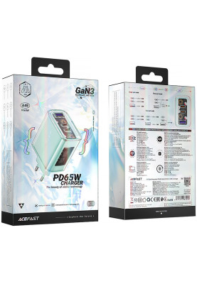 Зарядний пристрій 3xUSB 65W (2xUSB-C+USB-A) Gan A45 Fast Charger Mountain mist Acefast