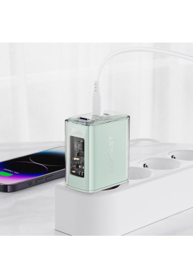 Зарядний пристрій 3xUSB 65W (2xUSB-C+USB-A) Gan A45 Fast Charger Mountain mist Acefast
