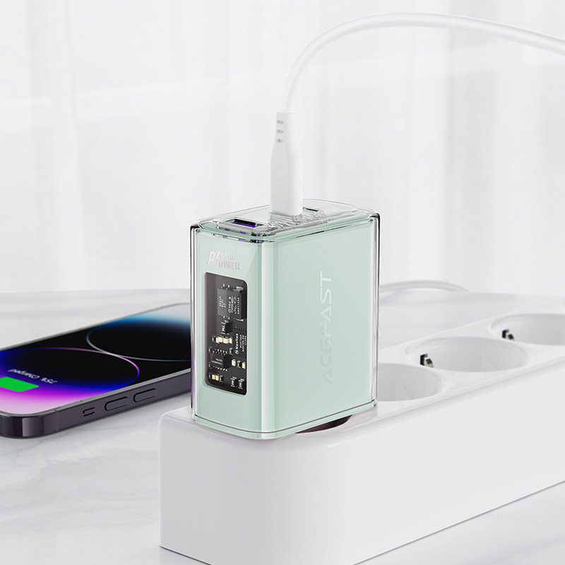Зарядний пристрій 3xUSB 65W (2xUSB-C+USB-A) Gan A45 Fast Charger Mountain mist Acefast