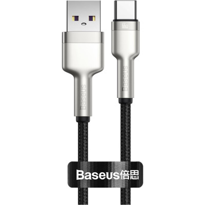 Кабель USB3.1 AM-Type-C M, 0.25 м, 6.0A, (66W) Cafule Series Metal Data Cable Чорний, CAKF Baseus