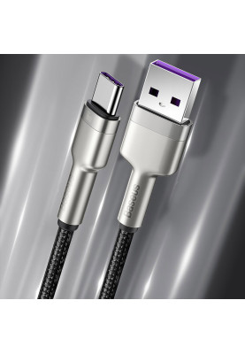 Кабель USB3.1 AM-Type-C M, 0.25 м, 6.0A, (66W) Cafule Series Metal Data Cable Чорний, CAKF Baseus