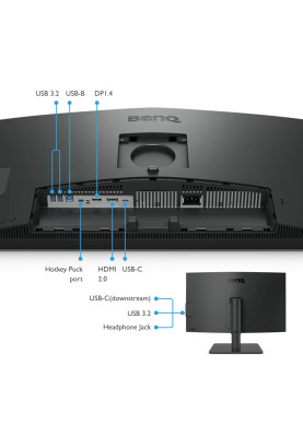 TFT 27" BenQ PD2706U, 4K UHD, IPS, 99% sRGB, HDR10, HDMI, DP, USB-C, USB-hub, HAS, колонки