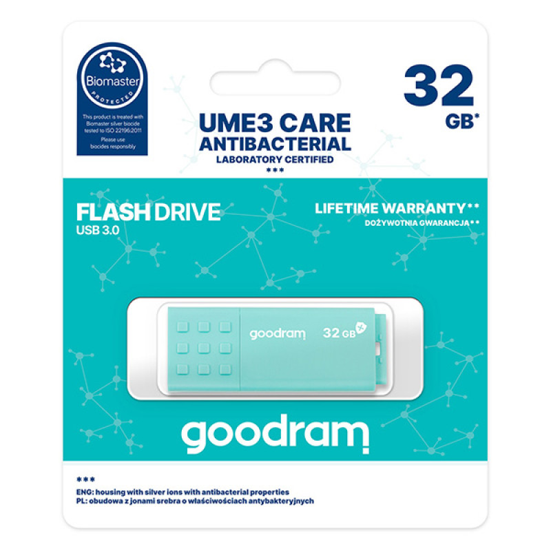 USB Flash GoodRAM 32GB USB 3.0 UME3 CARE Antibacterial, Retail