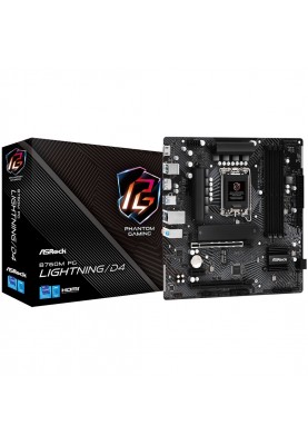 ASRock B760M PG LIGHTNING/D4 (1700/B760, 4*DDR4, 2xPCIex16, 4xSATAІІІ, 3xM.2, GLan, 7.1ch, mATX)