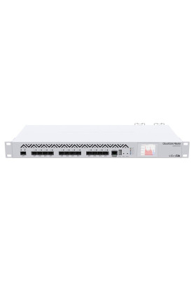 Маршрутизатор Mikrotik CCR1016-12S-1S+, with Tilera Tile-Gx16 CPU (16-cores, 1.2Ghz per core), 2GB RAM, 12xSFP cages, 1xSFP+ cage, RouterOS L6, 1U rackmount case, Dual PSU, LCD panel , r2 version