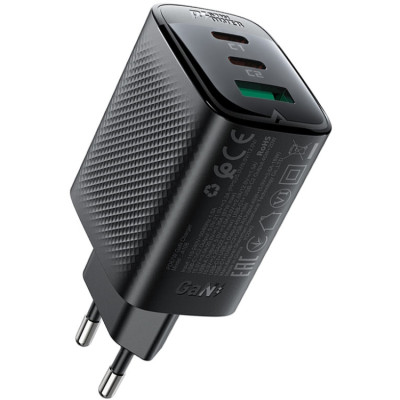Зарядний пристрій 3xUSB 67W (2xUSB-C+USB-C) Gan A108 Fast Charger Black Acefast