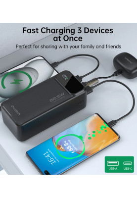 УМБ Choetech 40000mAh, 22,5W PD QC3.0, USB-C In/out, 2xUSB-A Li-pol чорна