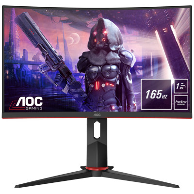 Монітор TFT 23,6" AOC C24G2U/BK, VA, 165Гц, вигнутий, D-SUB, DP, HDMI x 2, USB хаб, HAS, колонки, чорний