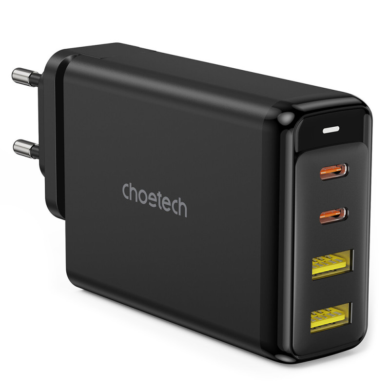Зарядний пристрій 4xUSB 140W GaN (2хUSB-C+2хUSB-A) чорний Choetech