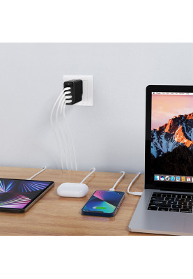 Зарядний пристрій 4xUSB 140W GaN (2хUSB-C+2хUSB-A) чорний Choetech