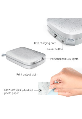 Фотодрукарка портативна HP Sprocket White (2"x3",313x400dpi,Zink, 64MB,Bluetooth, колір білий)
