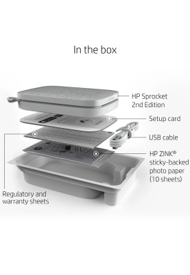Фотодрукарка портативна HP Sprocket White (2"x3",313x400dpi,Zink, 64MB,Bluetooth, колір білий)