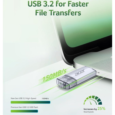 USB Flash Acer UT300 32GB Dual Drive USB-C & USB-A USB 3.2 Gen1, Retail USB Flash Acer UT300 32GB Dual Drive USB-C & USB-A USB 3.2 Gen1, Retail