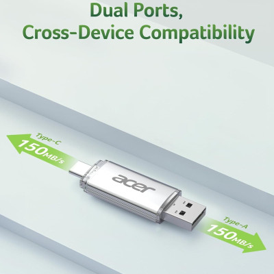 USB Flash Acer UT300 32GB Dual Drive USB-C & USB-A USB 3.2 Gen1, Retail USB Flash Acer UT300 32GB Dual Drive USB-C & USB-A USB 3.2 Gen1, Retail