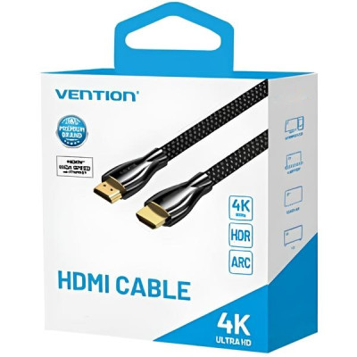 Кабель HDMI M - M, 5.0  м, V2.0, 4K 60Гц, обплетення, Zinc Alloy Type чорний Vention