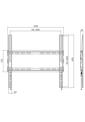 Кронштейн для ТВ AGN AGN70-440F фіксований/32"-70"/45 кг/max.VESA 400x400/Black