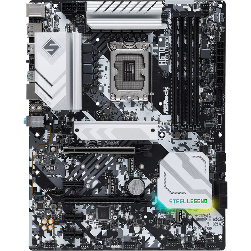 Материнська плата ASRock H670 STEEL LEGEND (1700/H670, 4*DDR4, 2xPCIex16, 4xSATAІІІ, 3xM.2, 2.5GLan, 7.1ch, ATX)