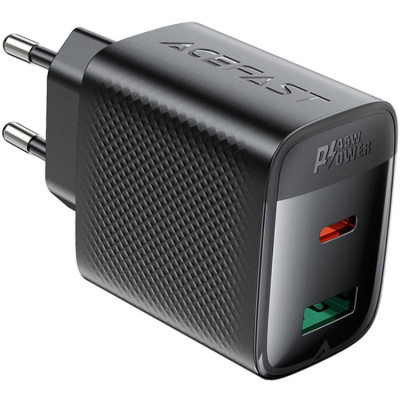 Зарядний пристрій 2xUSB 45W (USB-C+USB-A) Gan A106 Black Acefast Зарядний пристрій 2xUSB 45W (USB-C+USB-A) Gan A106 Black Acefast