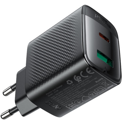 Зарядний пристрій 2xUSB 45W (USB-C+USB-A) Gan A106 Black Acefast Зарядний пристрій 2xUSB 45W (USB-C+USB-A) Gan A106 Black Acefast