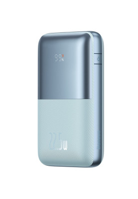 УМБ Baseus Bipow Pro 20000mAh 22.5W, 2хUSB-A QC3.0, In USB-C Li-pol, Display + Cable, blue