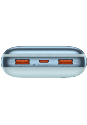 УМБ Baseus Bipow Pro 20000mAh 22.5W, 2хUSB-A QC3.0, In USB-C Li-pol, Display + Cable, blue