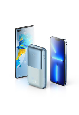 УМБ Baseus Bipow Pro 20000mAh 22.5W, 2хUSB-A QC3.0, In USB-C Li-pol, Display + Cable, blue
