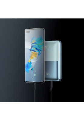УМБ Baseus Bipow Pro 20000mAh 22.5W, 2хUSB-A QC3.0, In USB-C Li-pol, Display + Cable, blue