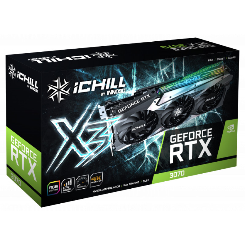 Відеокарта GeForce RTX3070 Inno3D iChill X3 LHR, 8GB GDDR6, 256bit, PCI Express