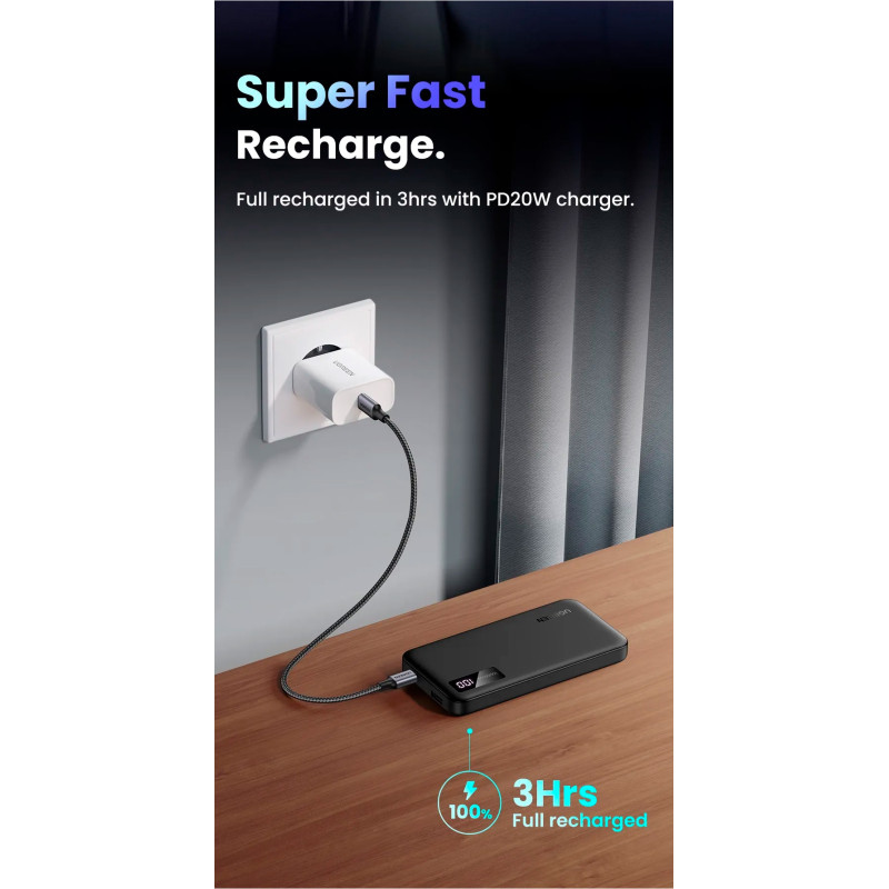 УМБ Ugreen 10000mAh 20W PD,QC3.0 USB-A+USB-C Black (PB311)