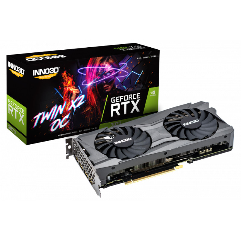 Відеокарта GeForce RTX3070 Inno3D Twin X2 OC LHR, 8GB GDDR6, 256bit, PCI Express