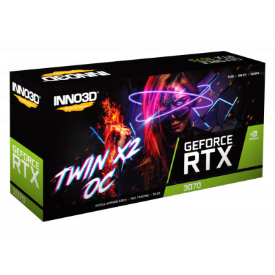 Відеокарта GeForce RTX3070 Inno3D Twin X2 OC LHR, 8GB GDDR6, 256bit, PCI Express