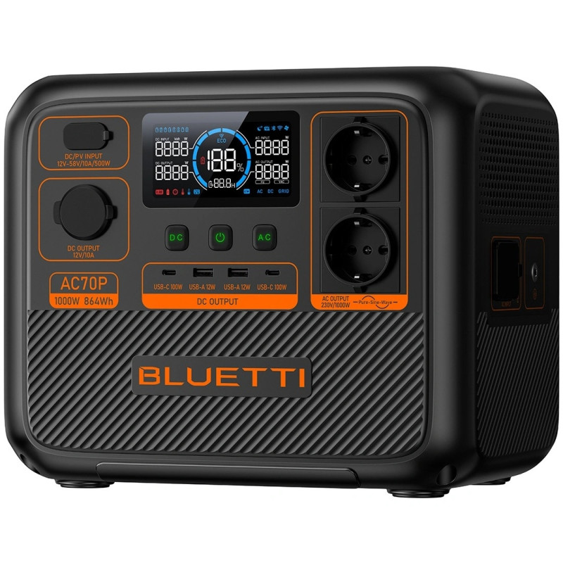 Зарядна станція Bluetti AC70P, 1000W, 864Wh, LiFePO4, Portable Power Station