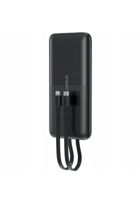 УМБ Choetech 10000mAh 22,5W Fast Charge MicroUsb,USB-A, USB-C,build-in USB-C/Lightning cable Black